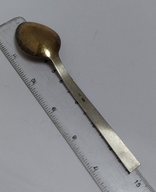 Серебряная ложка с позолотой (33796494) 1