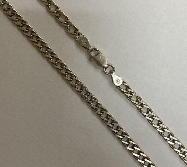 Серебряная цепь с плетением двойной Ромб (33740833) 0