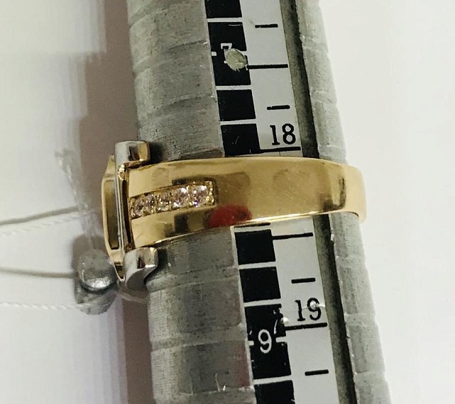 Перстень із червоного та білого золота з оніксом та цирконієм (30441762) 2