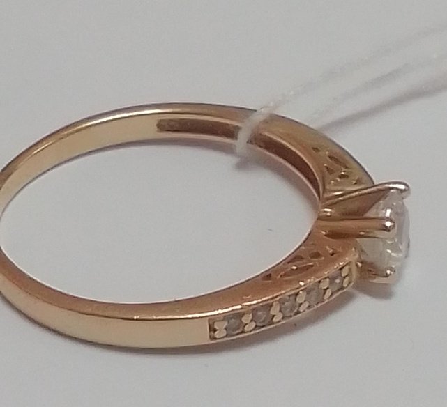 Кольцо из красного золота с цирконием (32906320) 2