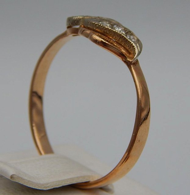 Кольцо из красного и белого золота с бриллиантом (-ми) (30666625) 4