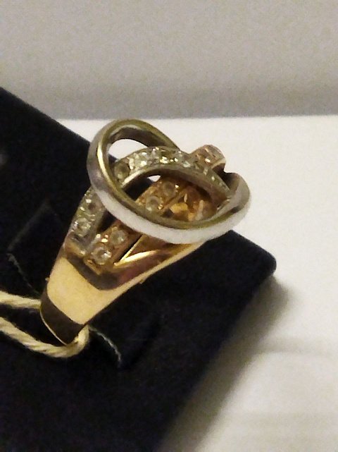 Кольцо из красного и белого золота с цирконием (32374714)  2