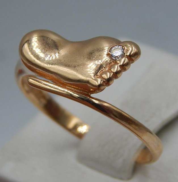 Кольцо из красного золота с цирконием (28256008) 6