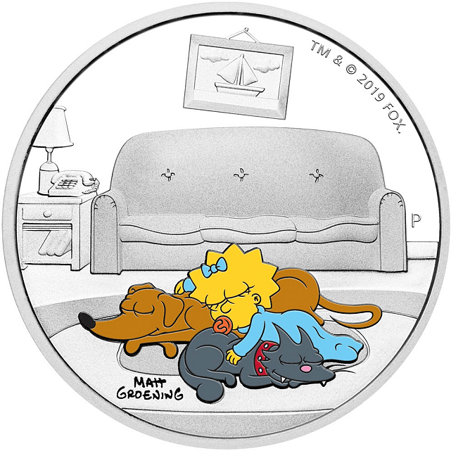 Серебряная монета 1oz Мэгги Симпсон (серия Симпсоны) 1 доллар 2019 Тувалу (29127699) 0
