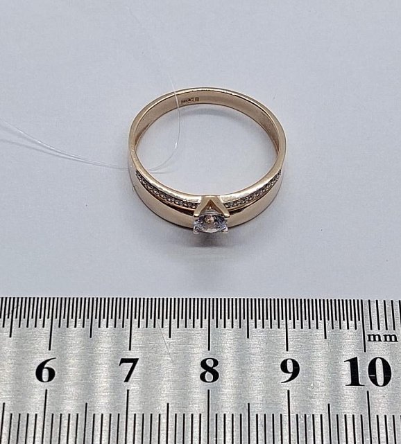 Кольцо из красного золота с цирконием (31305114) 4