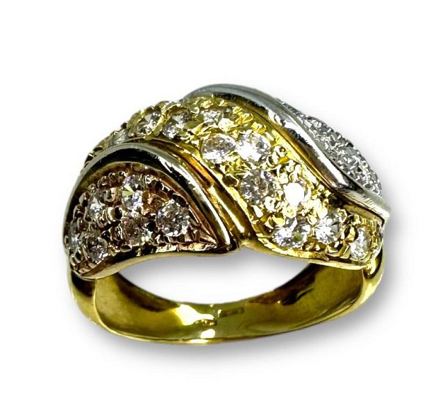 Кольцо из красного, желтого и белого золота с цирконием (31034933) 1