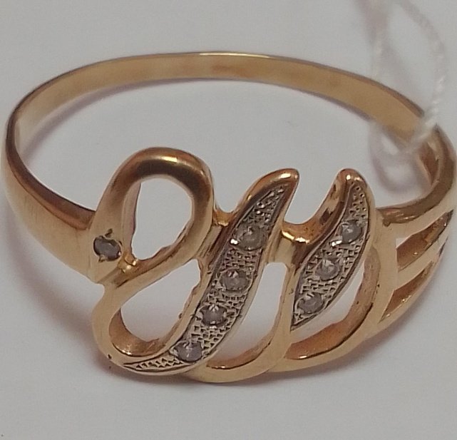 Кольцо из красного и белого золота с цирконием (32767326)  4