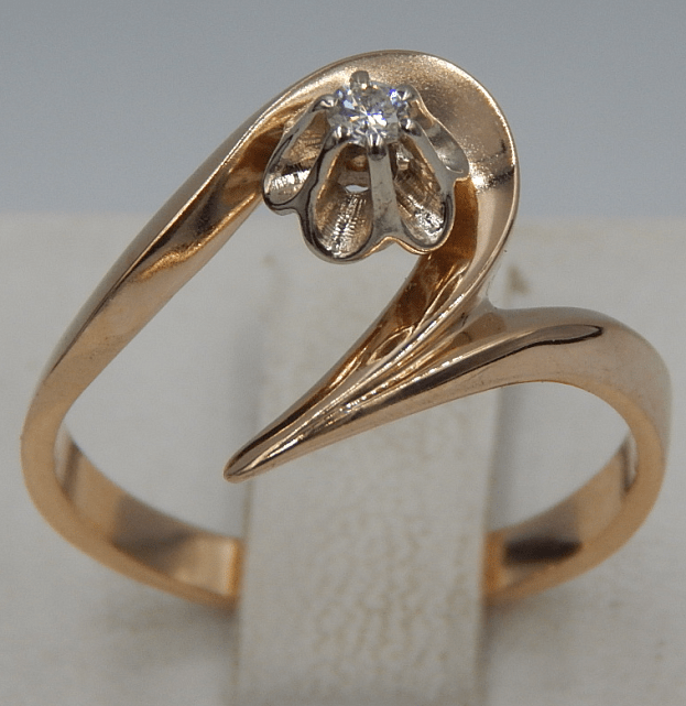 Кольцо из красного и белого золота с бриллиантом (-ми) (30942629) 0