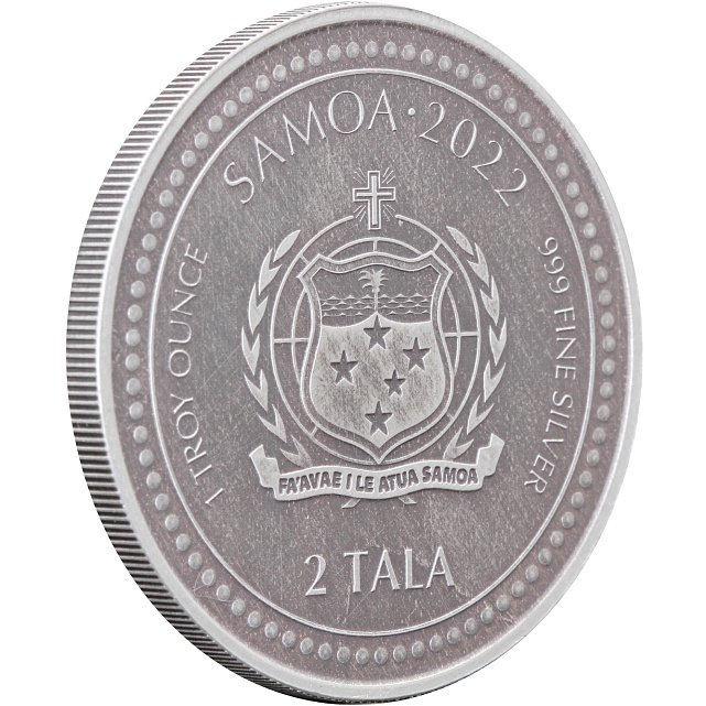 Серебряная монета 1oz Свет Христа 2 тала 2022 Самоа (Antique) (29360750) 5