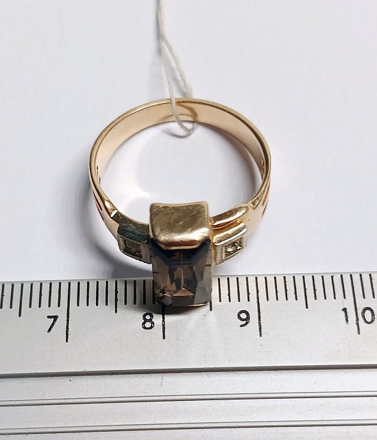 Кольцо из красного и белого золота с цирконием (33065926) 7