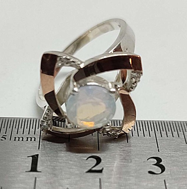 Серебряное кольцо с позолотой и цирконием (31406970) 4