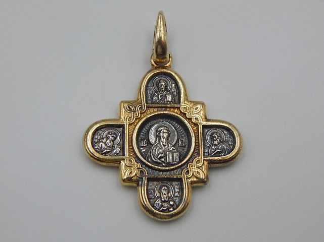Серебряный подвес-крест с позолотой (33304831) 1