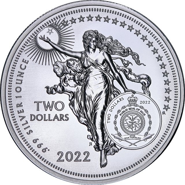 Серебряная монета 1oz Иконы Инноваций: Братья Райт 2 доллара 2022 Ниуэ (29649590) 2