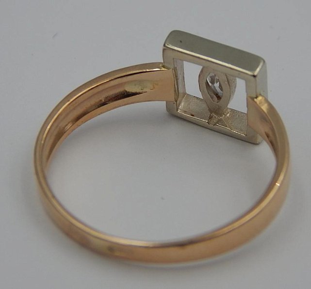Кольцо из красного и желтого золота с цирконием (28557015) 5