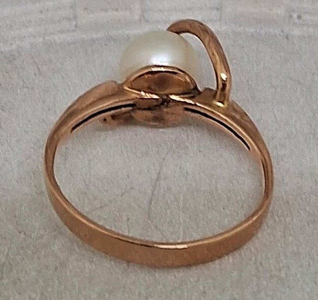 Кольцо из красного золота с жемчугом (33249899) 4