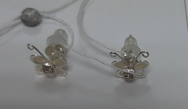 Срібні сережки з емаллю та цирконієм (29090364) 3
