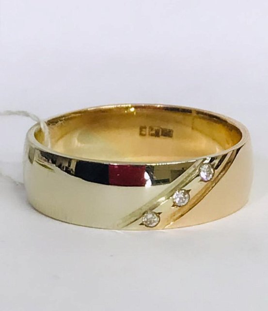 Обручальное кольцо из красного и белого золота с цирконием (29957545) 1
