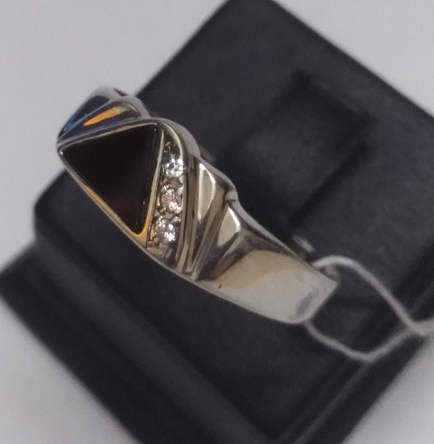 Серебряный перстень с эмалью и цирконием (30843691) 2