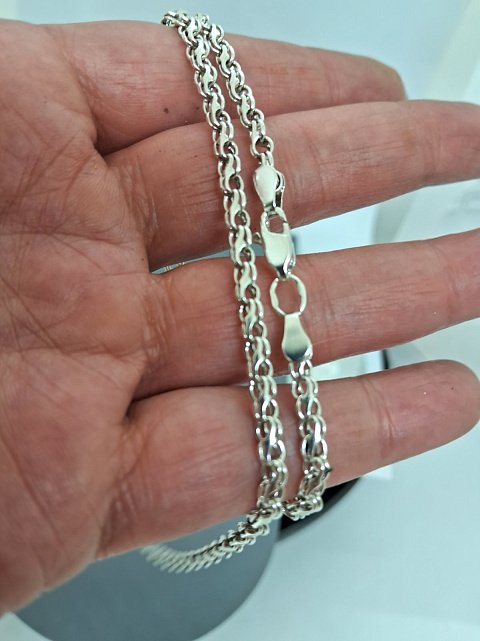 Серебряная цепь с плетением Ручеек (33346545) 3