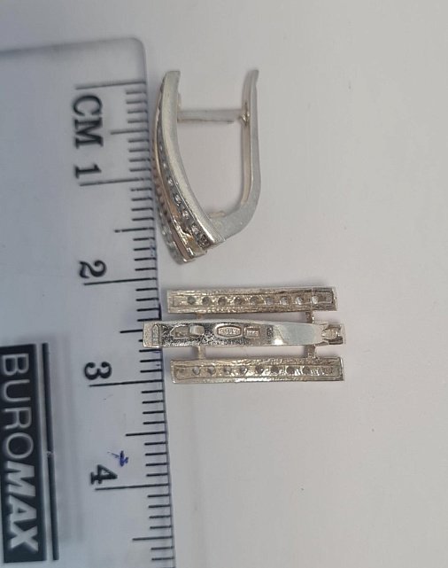 Серебряные серьги с позолотой и цирконием (33903956) 1