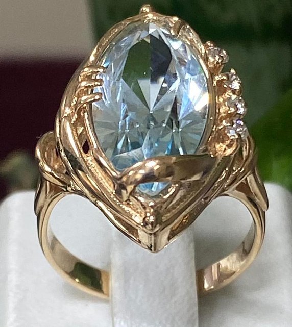 Кольцо из красного и белого золота с топазом и бриллиантом (-ми) (30895600) 0