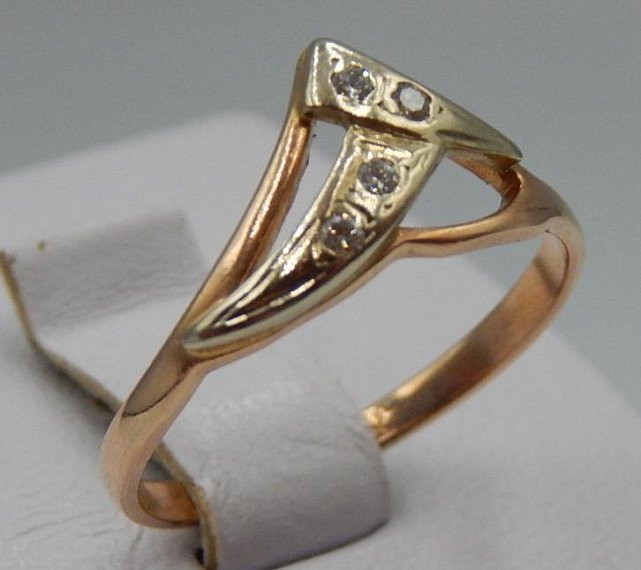 Кольцо из красного и белого золота с бриллиантом (-ми) (32200048) 2