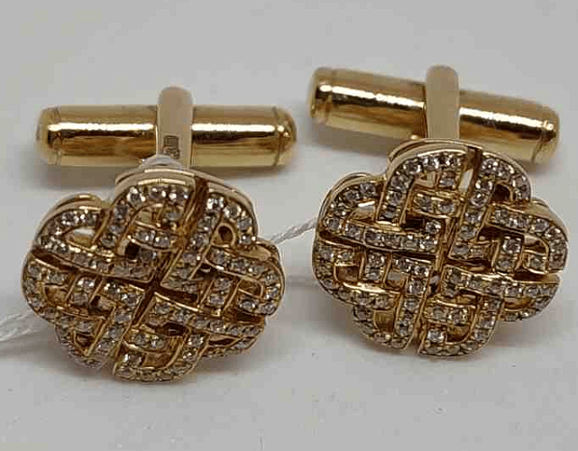 Запонки из желтого золота с бриллиантом (-ми) (30337072) 0