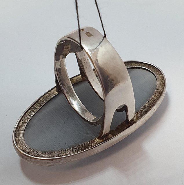 Серебряное кольцо с кошачьим глазом (33302859) 3