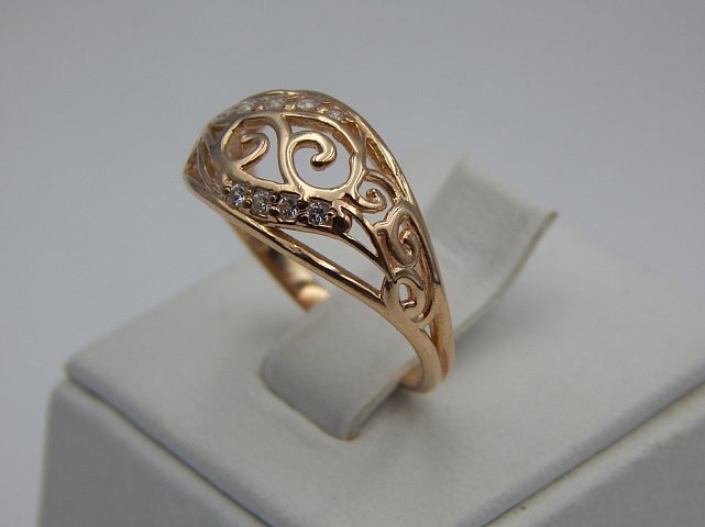 Кольцо из красного золота с цирконием (31274550) 3