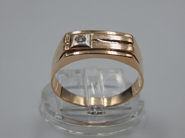 Перстень из красного и белого золота с цирконием (33231721) 0