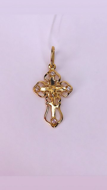 Підвіс-хрест з червоного золота з цирконієм (31477510) 1