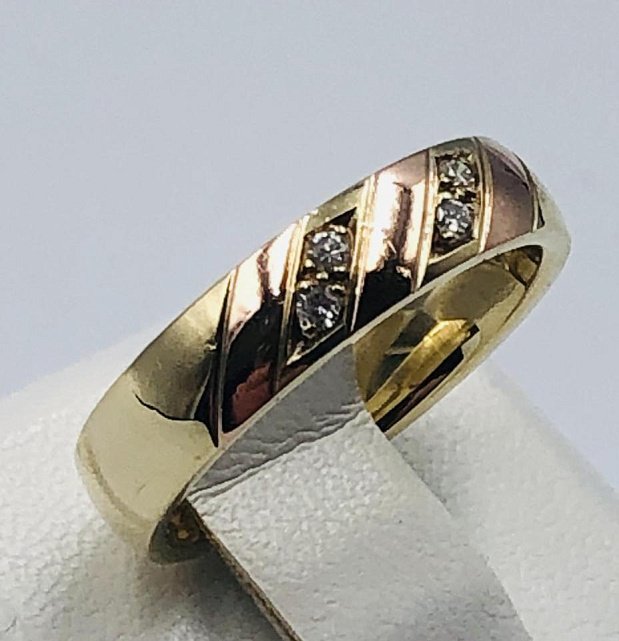 Обручальное кольцо из красного и белого золота с бриллиантом (-ми) (32315976) 0