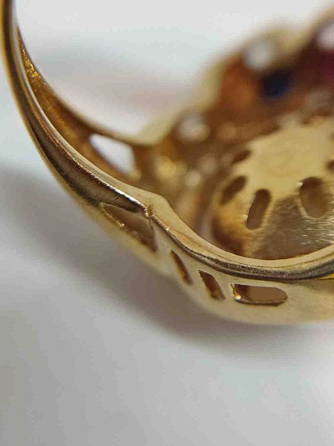 Кольцо из желтого золота с сапфиром, жемчугом и бриллиантом (-ми) (27417678)  13