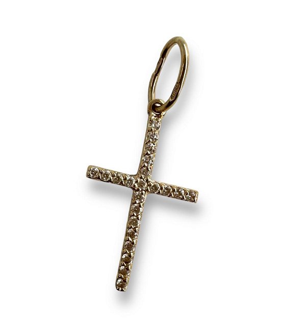 Підвіс-хрест з червоного золота з цирконієм (31626759) 0