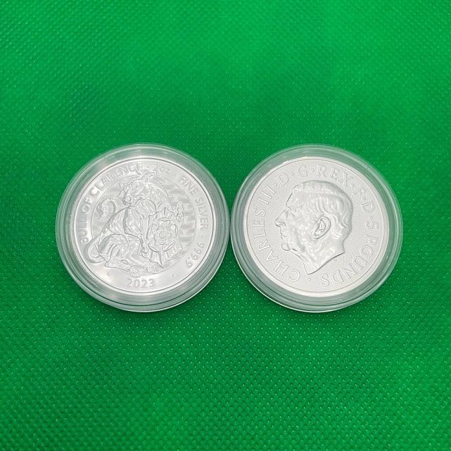 Срібна монета 2oz Бик Кларенса Королівські Звірі Тюдорів 5 фунтів 2023 Великобританія (31564124)  10