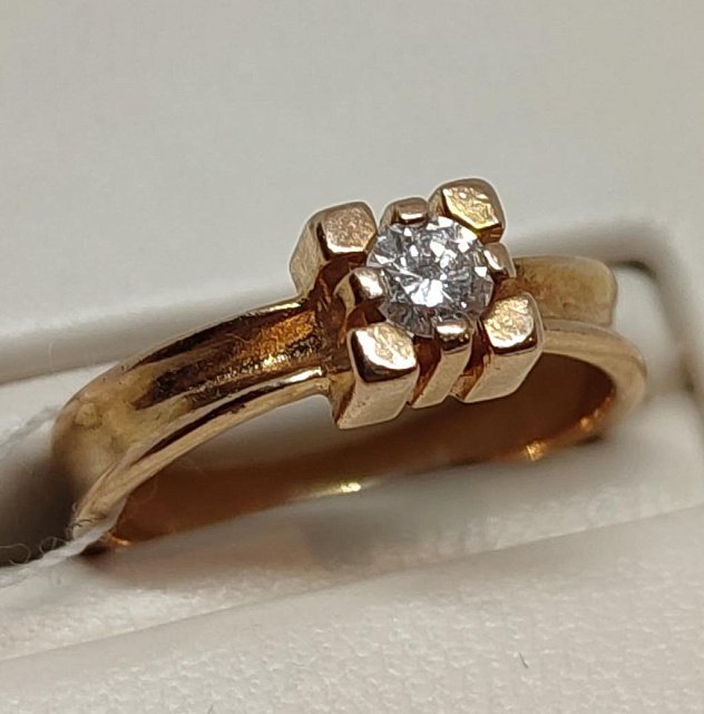 Кольцо из красного золота с бриллиантом (-ми) (27417621) 0