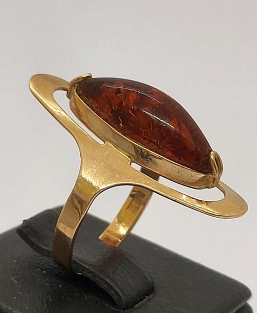 Кольцо из красного золота с янтарем (33904490)  4