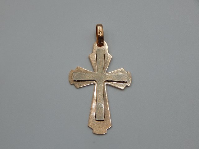 Підвіс-хрест з червоного та білого золота (32148152) 2