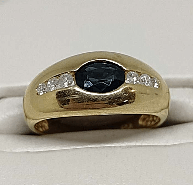 Кольцо из желтого золота с сапфиром и бриллиантом (-ми) (33219771) 0