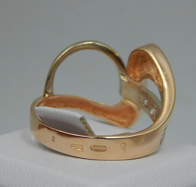 Кольцо из красного и белого золота с цирконием (30014704) 3