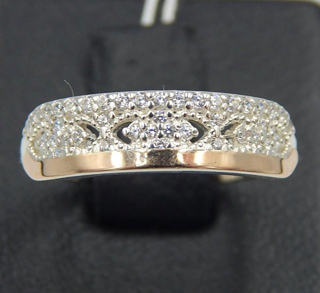 Серебряное кольцо с позолотой и цирконием (30537189) 0