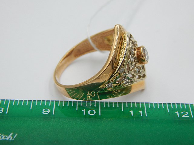 Кольцо из красного и белого золота с цирконием (28356734) 6