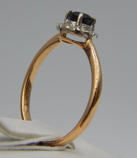 Кольцо из красного и белого золота с сапфиром и бриллиантом (-ми) (28660542) 3