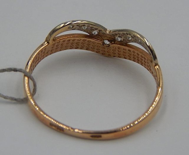 Кольцо из красного и белого золота с цирконием (32376234) 5