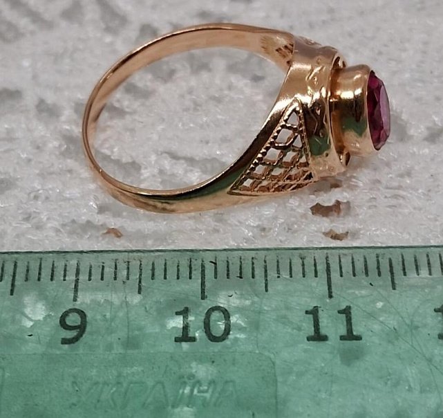 Кольцо из красного золота с корундом (32858019)  7