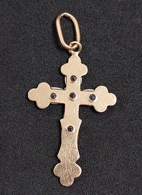 Підвіс-хрест із червоного та білого золота з цирконієм (33688115) 1