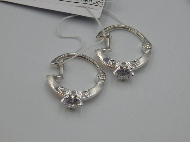 Серебряные серьги с позолотой и цирконием (31969093) 3