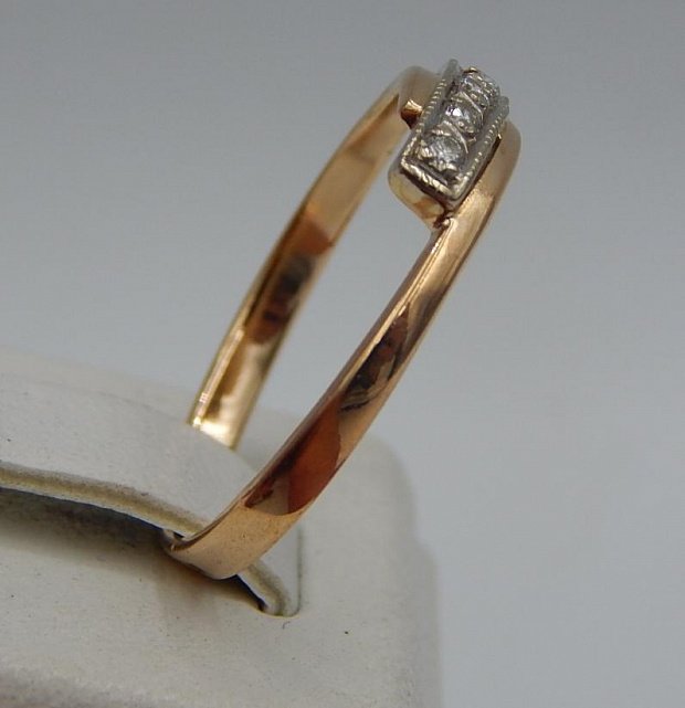 Кольцо из красного и белого золота с бриллиантом (-ми) (24468050) 3