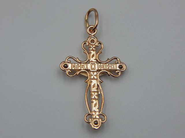 Підвіс-хрест з червоного та білого золота з цирконієм (33500956) 1