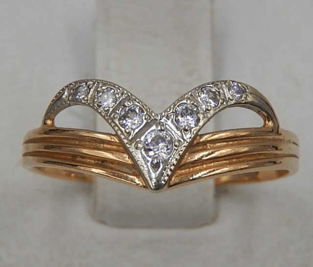 Кольцо из красного и белого золота с цирконием (32376234) 0